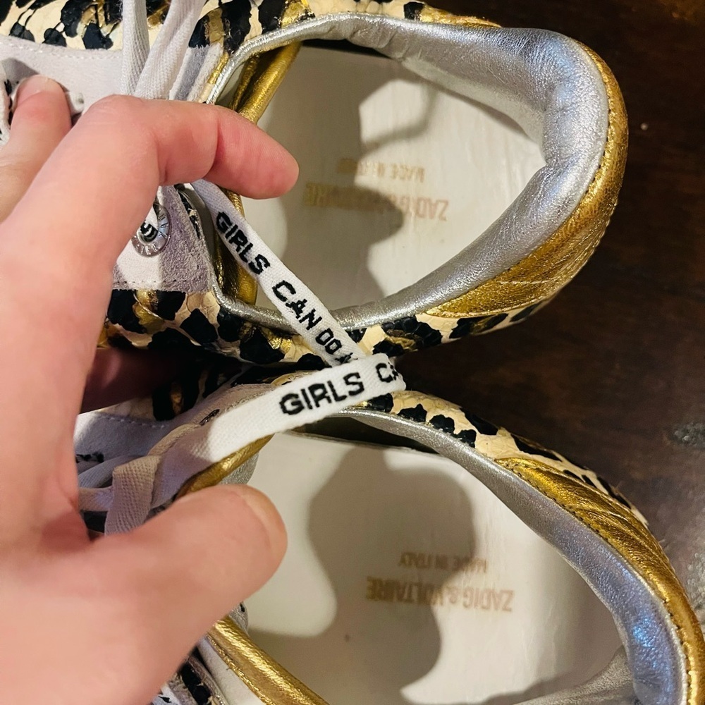 Zadig & Voltaire Leopard Print Sneakers with Gold and White Accents - Picture 5 of 5